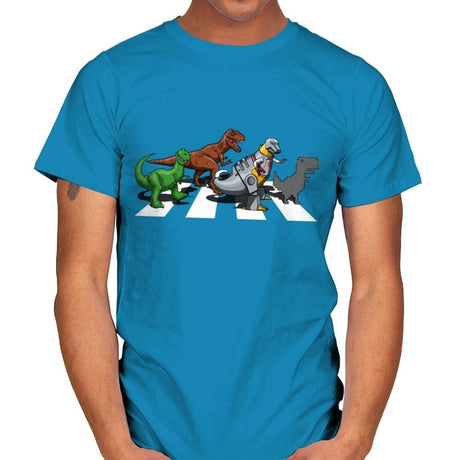 Dino Crossing - Mens T-Shirts RIPT Apparel Small / Sapphire