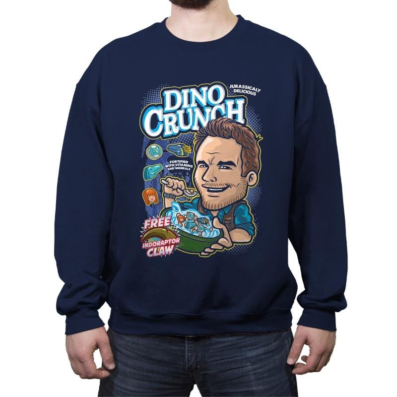 Dino Crunch Cereal - Crew Neck Sweatshirt Crew Neck Sweatshirt RIPT Apparel Small / Navy