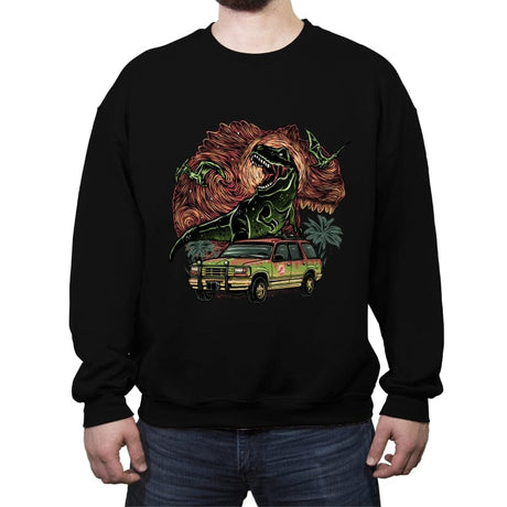 Dino Expedition - Crew Neck Sweatshirt Crew Neck Sweatshirt RIPT Apparel Small / Black