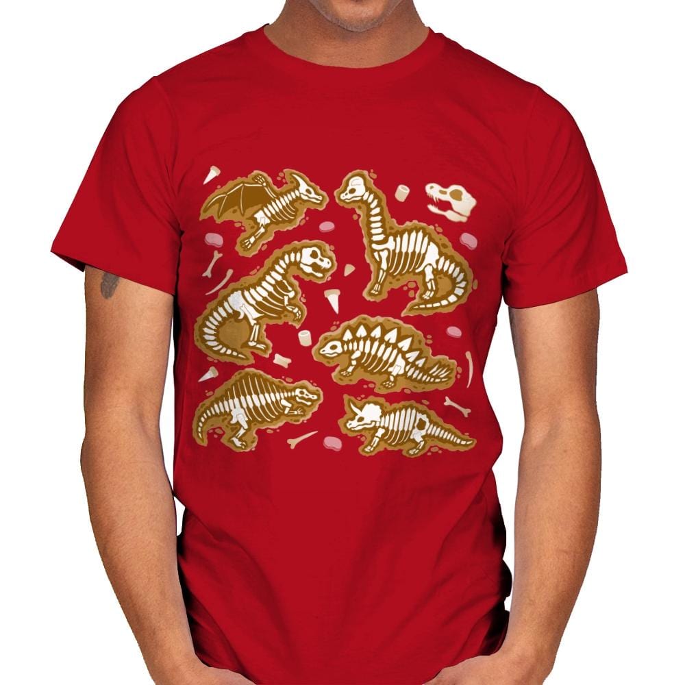 Dinosaur Fossils - Mens T-Shirts RIPT Apparel Small / Red