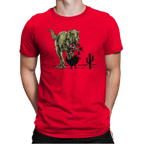 Dinosaur Offline - Mens Premium T-Shirts RIPT Apparel Small / Red