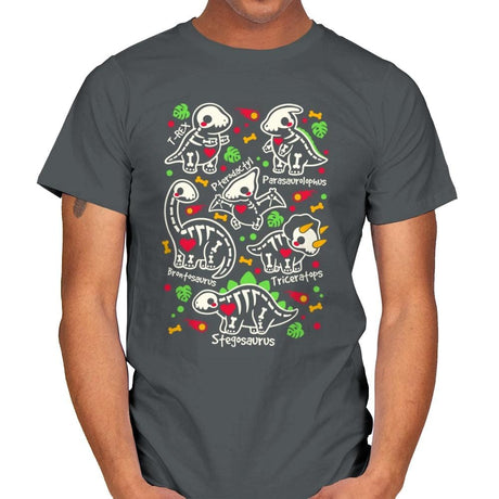 Dinosaurs skeletons - Mens T-Shirts RIPT Apparel Small / Charcoal