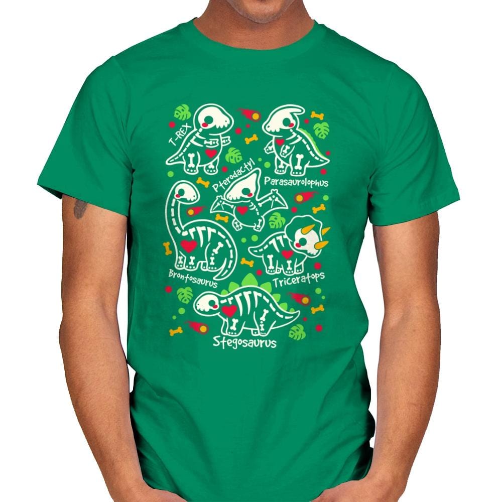 Dinosaurs skeletons - Mens T-Shirts RIPT Apparel Small / Kelly