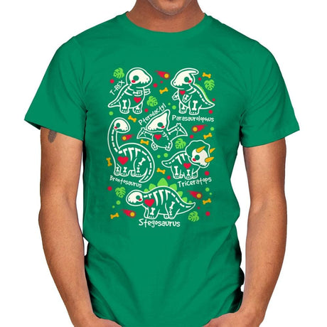 Dinosaurs skeletons - Mens T-Shirts RIPT Apparel Small / Kelly