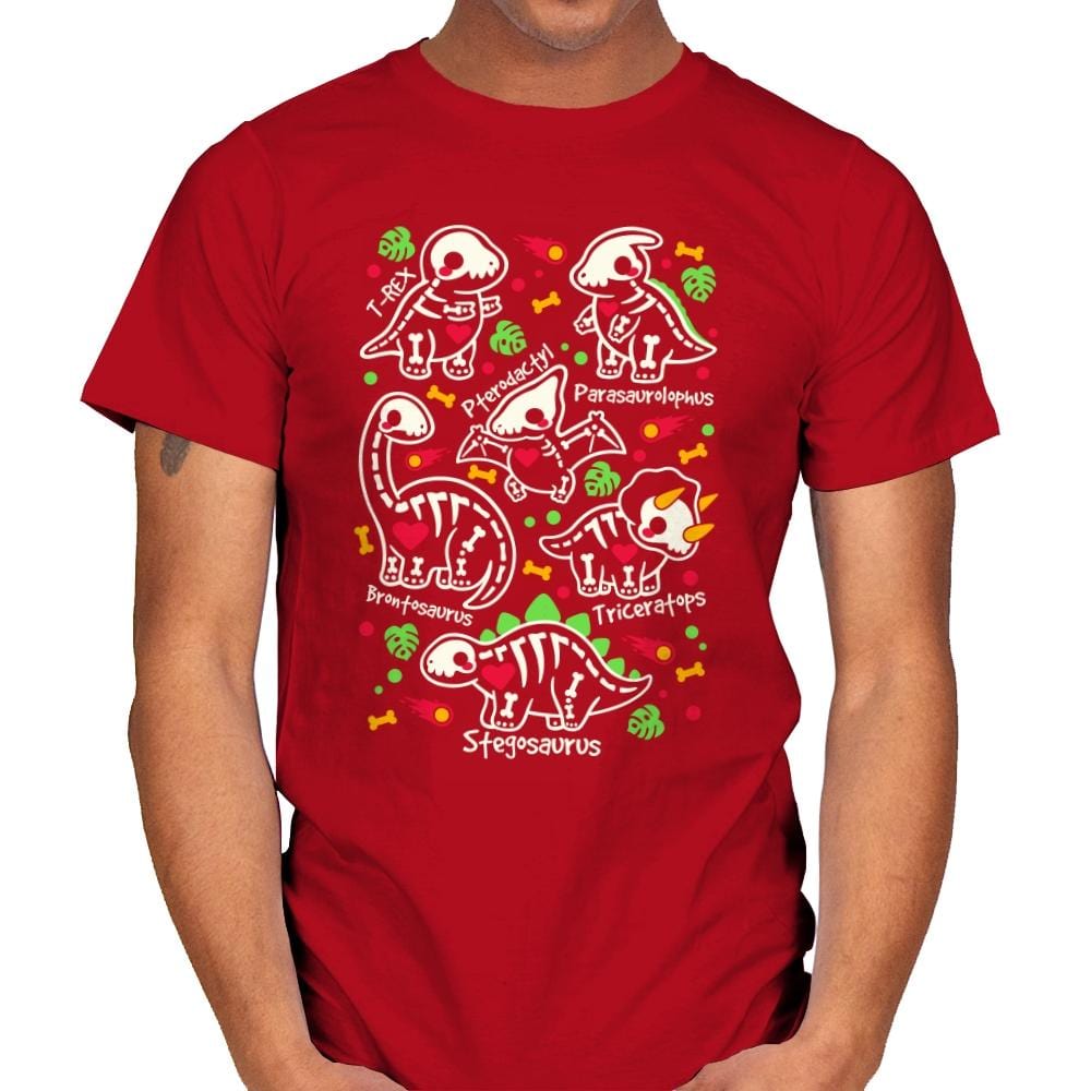 Dinosaurs skeletons - Mens T-Shirts RIPT Apparel Small / Red