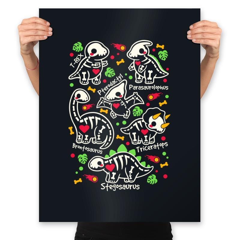 Dinosaurs skeletons - Prints Posters RIPT Apparel 18x24 / Black