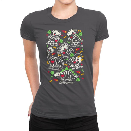 Dinosaurs skeletons - Womens Premium T-Shirts RIPT Apparel Small / Heavy Metal