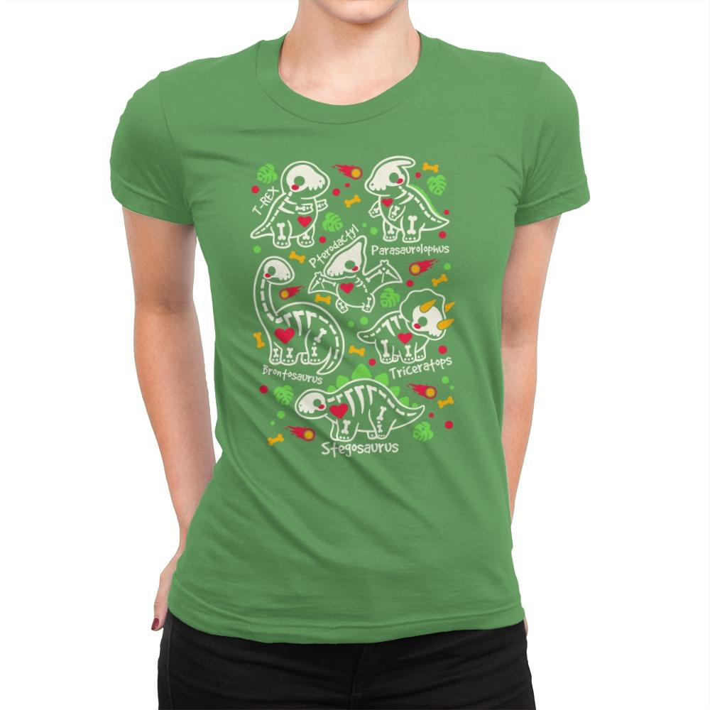 Dinosaurs skeletons - Womens Premium T-Shirts RIPT Apparel Small / Kelly