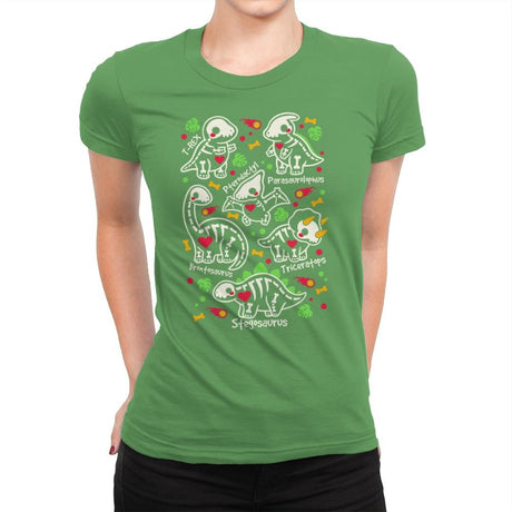 Dinosaurs skeletons - Womens Premium T-Shirts RIPT Apparel Small / Kelly