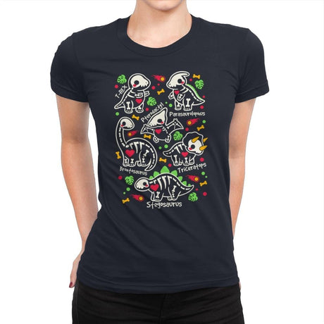 Dinosaurs skeletons - Womens Premium T-Shirts RIPT Apparel Small / Midnight Navy