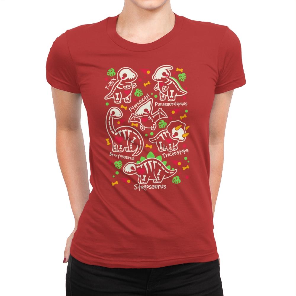 Dinosaurs skeletons - Womens Premium T-Shirts RIPT Apparel Small / Red