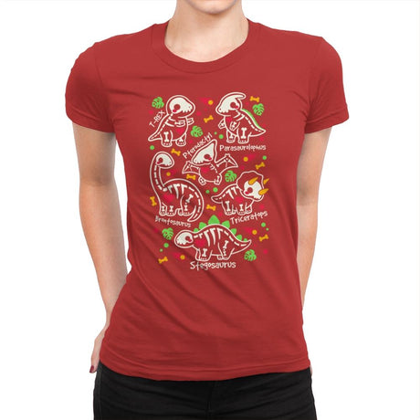 Dinosaurs skeletons - Womens Premium T-Shirts RIPT Apparel Small / Red