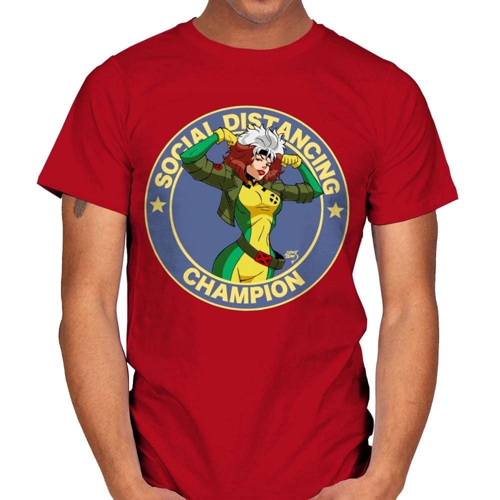 Distancing Champ - Anytime - Mens T-Shirts RIPT Apparel Small / Red