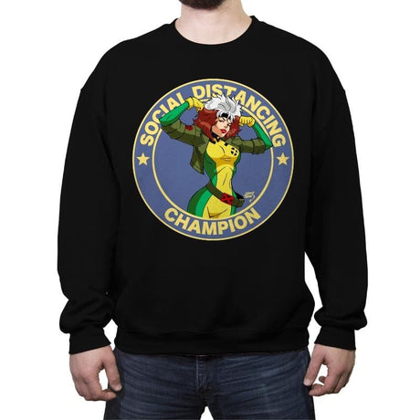 Distancing Champ - Crew Neck Sweatshirt Crew Neck Sweatshirt RIPT Apparel Small / Black