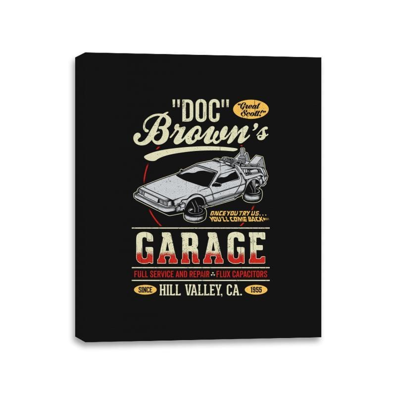 Doc Brown's Garage - Canvas Wraps Canvas Wraps RIPT Apparel 11x14 / Black
