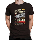 Doc Brown's Garage - Mens Premium T-Shirts RIPT Apparel Small / Dark Chocolate