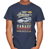 Doc Brown's Garage - Mens T-Shirts RIPT Apparel Small / Navy