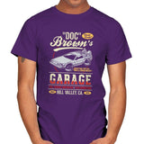 Doc Brown's Garage - Mens T-Shirts RIPT Apparel Small / Purple