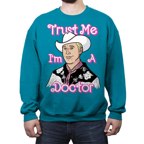 Doctor Doll! - Crew Neck Sweatshirt Crew Neck Sweatshirt RIPT Apparel Small / Antique Sapphire