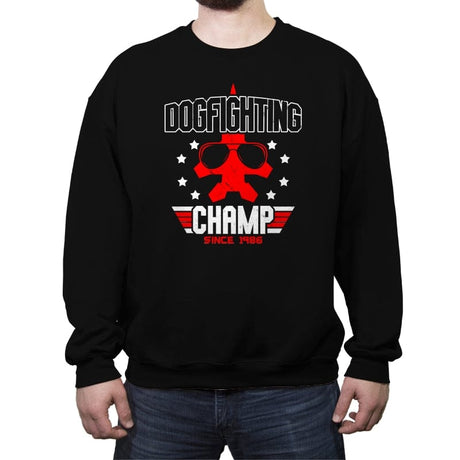 Dogfighting Champ - Crew Neck Sweatshirt Crew Neck Sweatshirt RIPT Apparel Small / Black