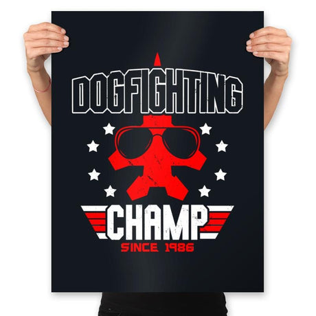 Dogfighting Champ - Prints Posters RIPT Apparel 18x24 / Black
