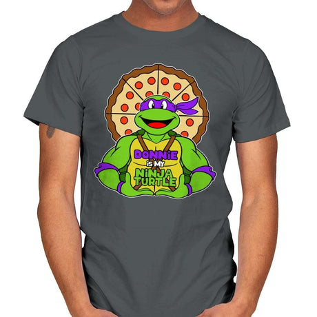 Donnie is my Turtle (My Purple Ninja Turtle) - Mens T-Shirts RIPT Apparel Small / Charcoal