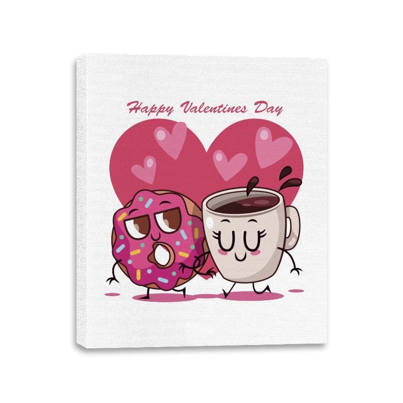 Donut and Coffee Love - Canvas Wraps Canvas Wraps RIPT Apparel 11x14 / White