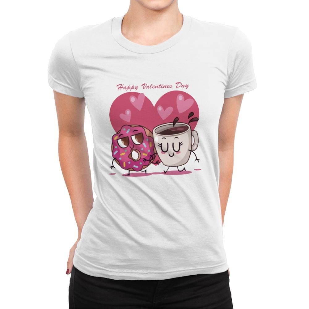 Donut and Coffee Love - Womens Premium T-Shirts RIPT Apparel Small / White