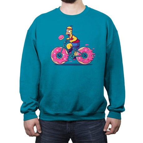 Donut Biking - Crew Neck Sweatshirt Crew Neck Sweatshirt RIPT Apparel Small / Antique Sapphire