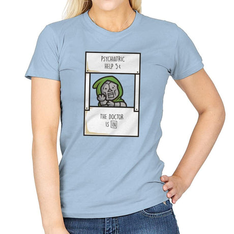 Doom Is In - Womens T-Shirts RIPT Apparel Small / Light Blue