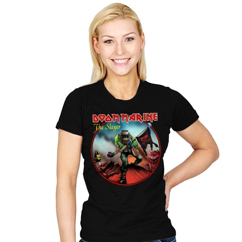 Doom Marine Cover - Womens T-Shirts RIPT Apparel Small / Black