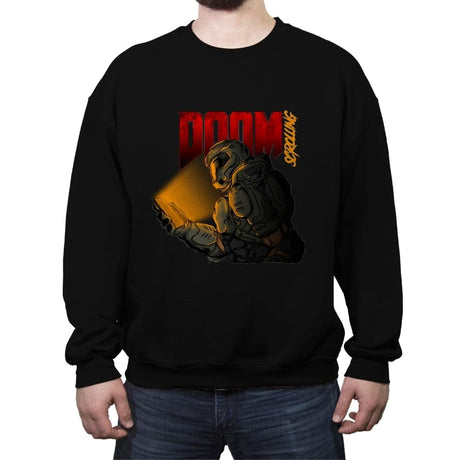 Doomscrolling - Crew Neck Sweatshirt Crew Neck Sweatshirt RIPT Apparel Small / Black