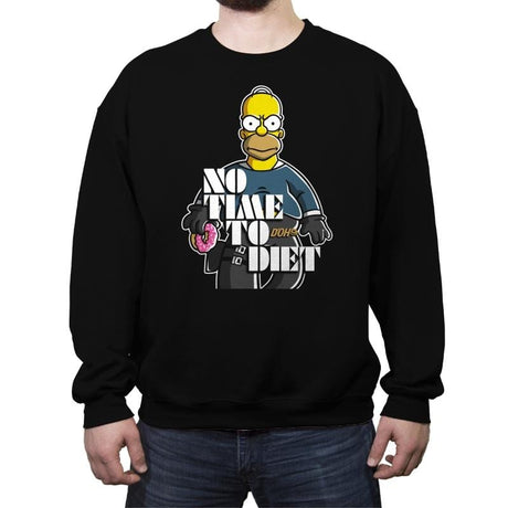 Double 0 D'OH: No Time To Diet - Crew Neck Sweatshirt Crew Neck Sweatshirt RIPT Apparel Small / Black