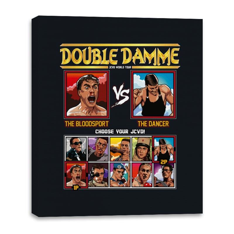 Double Damme - Retro Fighter Series - Canvas Wraps Canvas Wraps RIPT Apparel 16x20 / Black