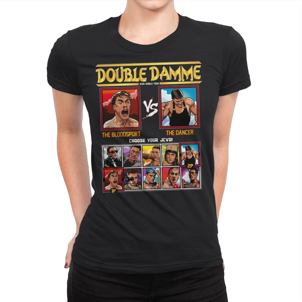 Double Damme - Retro Fighter Series - Womens Premium T-Shirts RIPT Apparel Small / Black