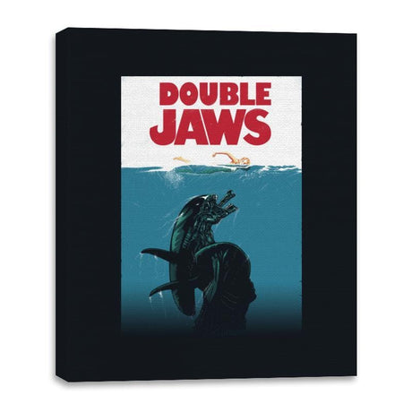 Double Jaws - Canvas Wraps Canvas Wraps RIPT Apparel 16x20 / Black
