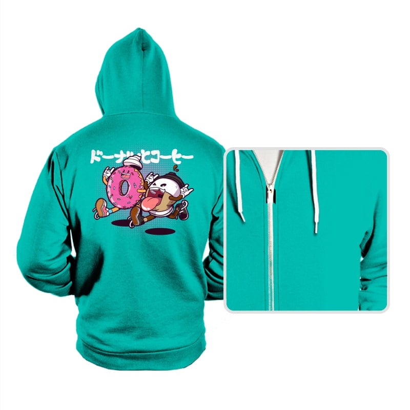 Doughnut & Coffee - Hoodies Hoodies RIPT Apparel Small / Teal