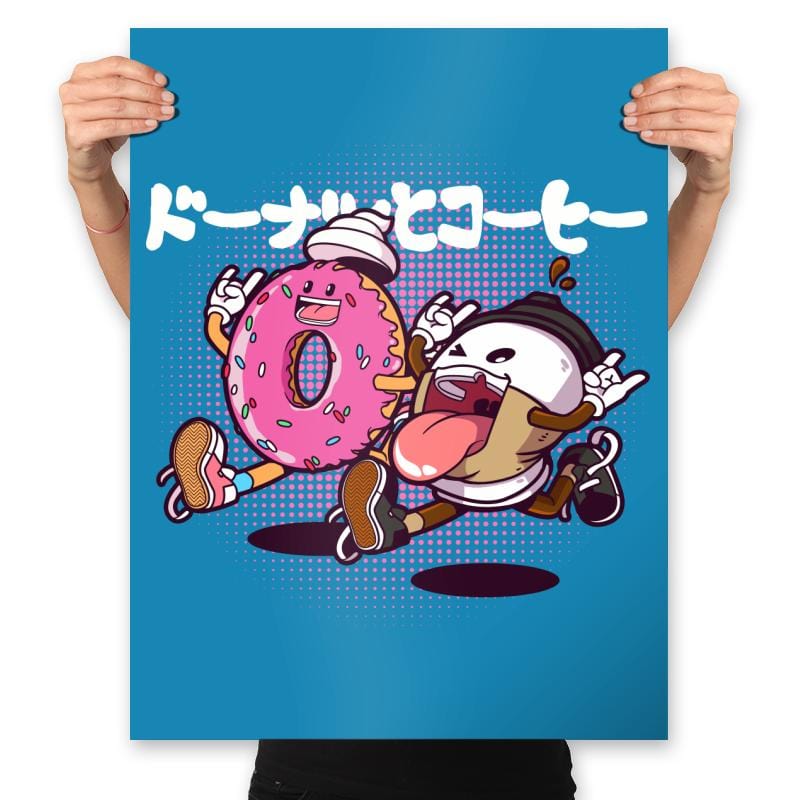 Doughnut & Coffee - Prints Posters RIPT Apparel 18x24 / Sapphire