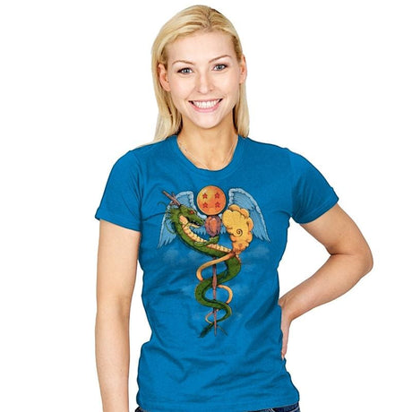 Dragon Caduceus - Womens T-Shirts RIPT Apparel Small / Turquoise