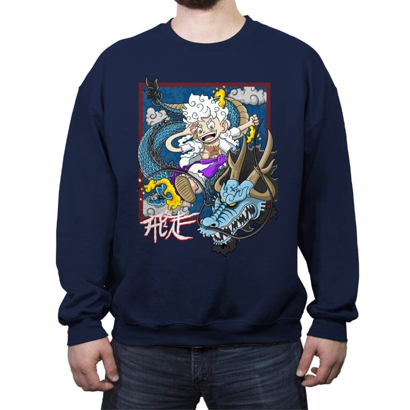 Dragon Fight - Crew Neck Sweatshirt Crew Neck Sweatshirt RIPT Apparel Small / Navy