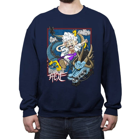Dragon Fight - Crew Neck Sweatshirt Crew Neck Sweatshirt RIPT Apparel Small / Navy