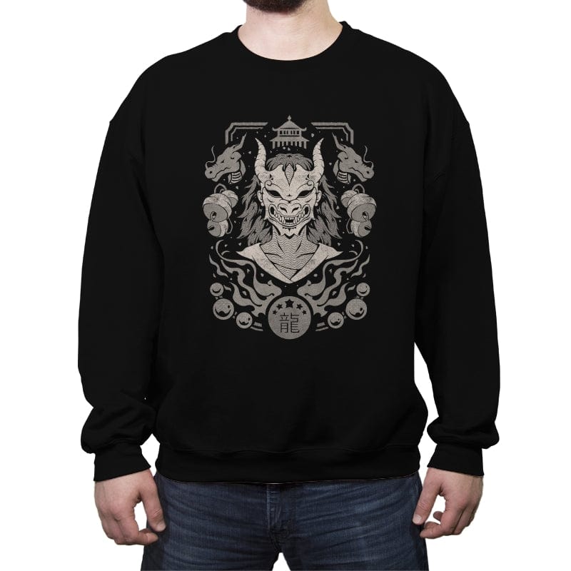 Dragon Mask - Crew Neck Sweatshirt Crew Neck Sweatshirt RIPT Apparel Small / Black