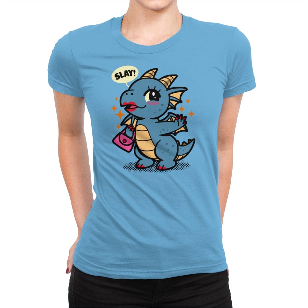 Dragon Slay - Womens Premium T-Shirts RIPT Apparel Small / Turquoise