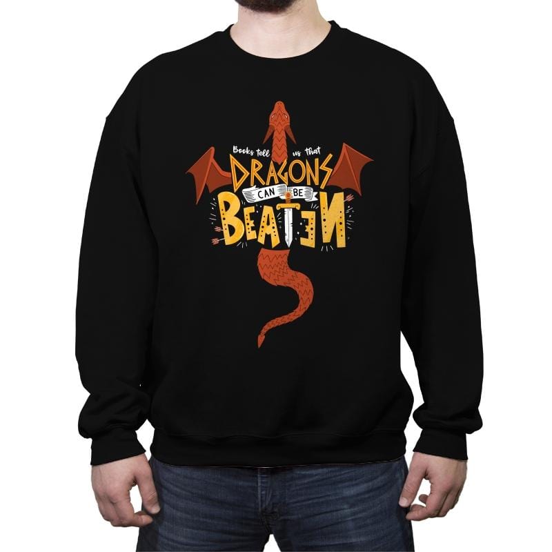 Dragons Can Be Beaten - Crew Neck Sweatshirt Crew Neck Sweatshirt RIPT Apparel Small / Black