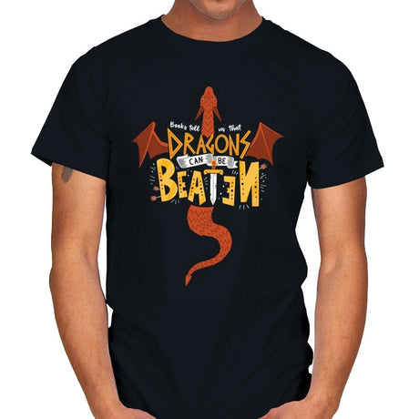 Dragons Can Be Beaten - Mens T-Shirts RIPT Apparel Small / Black