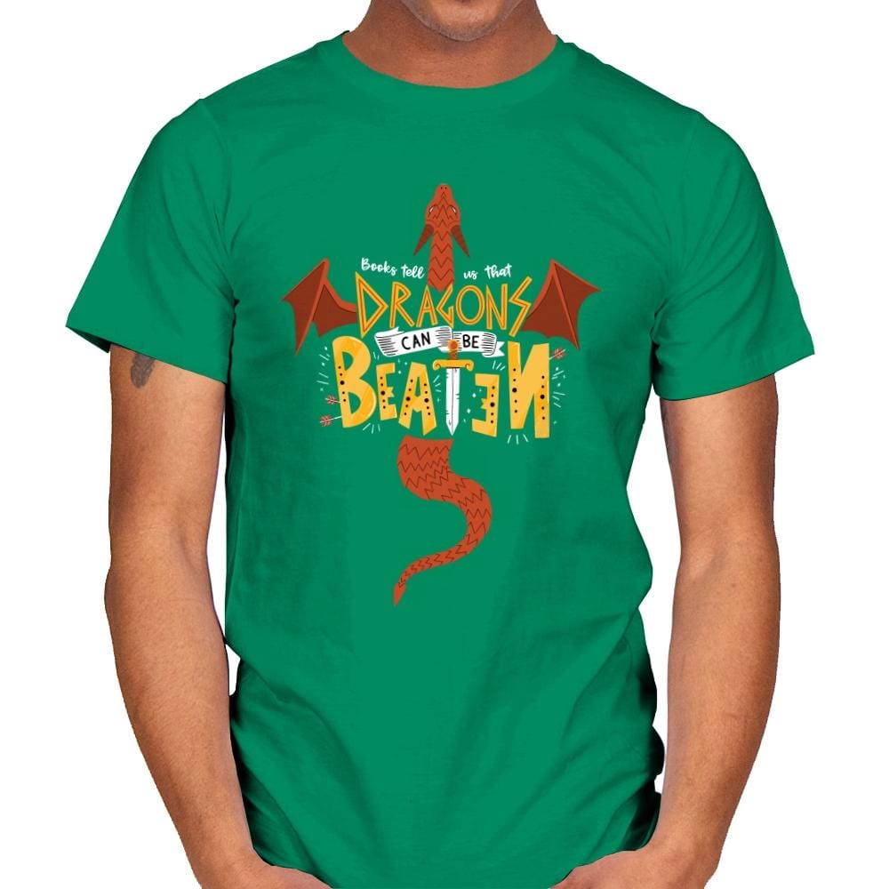 Dragons Can Be Beaten - Mens T-Shirts RIPT Apparel Small / Kelly