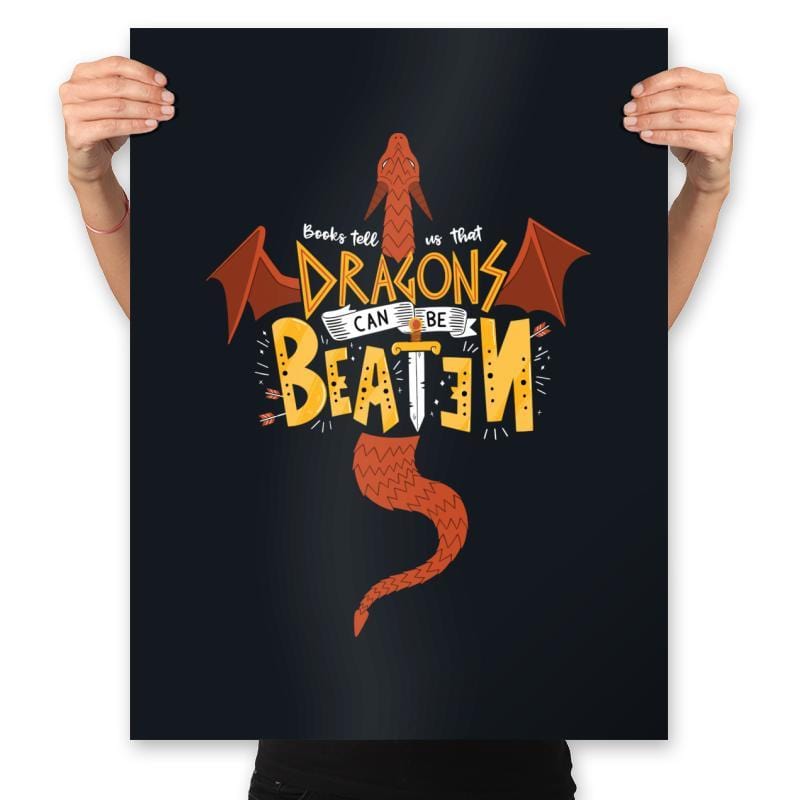 Dragons Can Be Beaten - Prints Posters RIPT Apparel 18x24 / Black