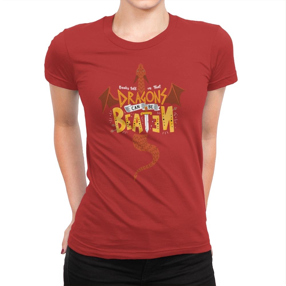 Dragons Can Be Beaten - Womens Premium T-Shirts RIPT Apparel Small / Red