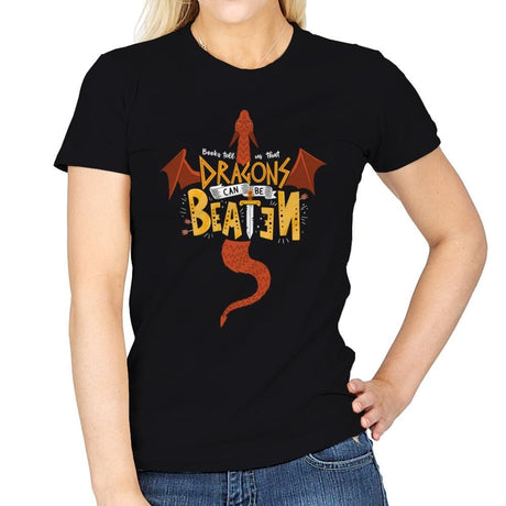 Dragons Can Be Beaten - Womens T-Shirts RIPT Apparel Small / Black