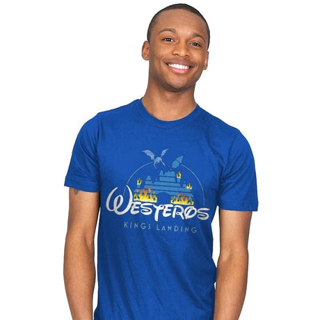 Drah-KAH-ris - Mens T-Shirts RIPT Apparel Small / Royal